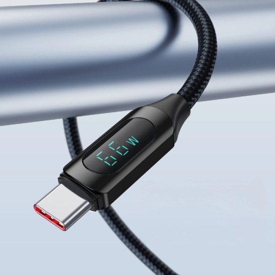 Wozinsky Braided USB 2.0 Cable USB-C male - USB-A male 66W Μαύρο 2m