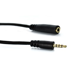 Powertech καλώδιο Jack 3.5mm M-F, 4 pIn, OD: 4.0mm Μαύρο