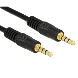 Powertech καλώδιο Jack 3.5mm M-M, 4 pIn, OD: 4.0mm, copper, 2m, Μαύρο