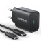 Choetech fast PPS Power Delivery 25W 3A wall charger + USB Type C cable 2m PD6003 Μαύρο