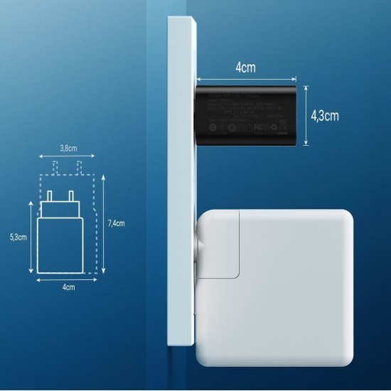 Choetech fast PPS Power Delivery 25W 3A wall charger + USB Type C cable 2m PD6003 Μαύρο