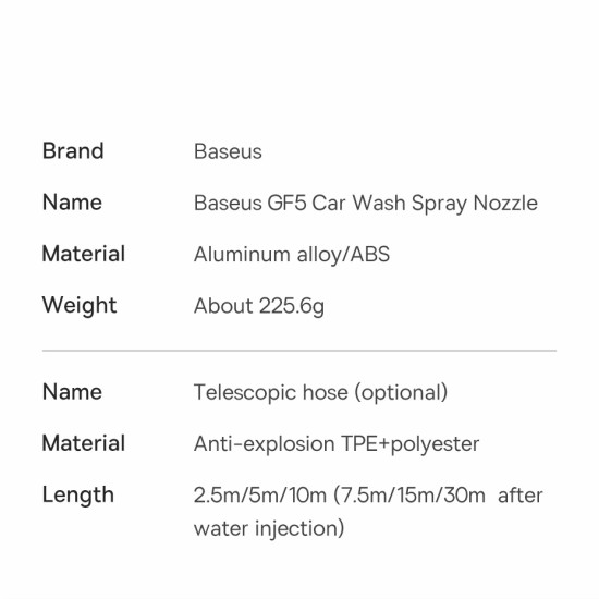 Baseus Baseus car wash gun - sprinkler, car washer 7.5 m - black (GF5)