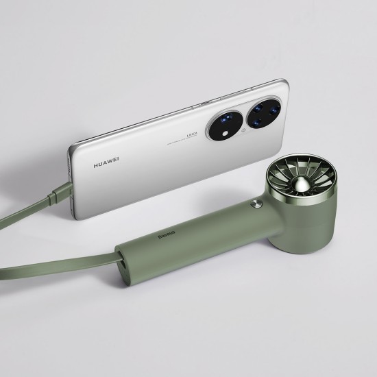 Baseus mini fan fan powerbank with built-in USB Type C cable 4000mAh green