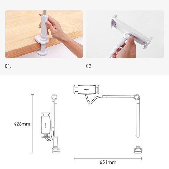 Baseus Otaku Universal Phone Holder Βάση Tablet με Βραχίονα σε Γκρι χρώμα