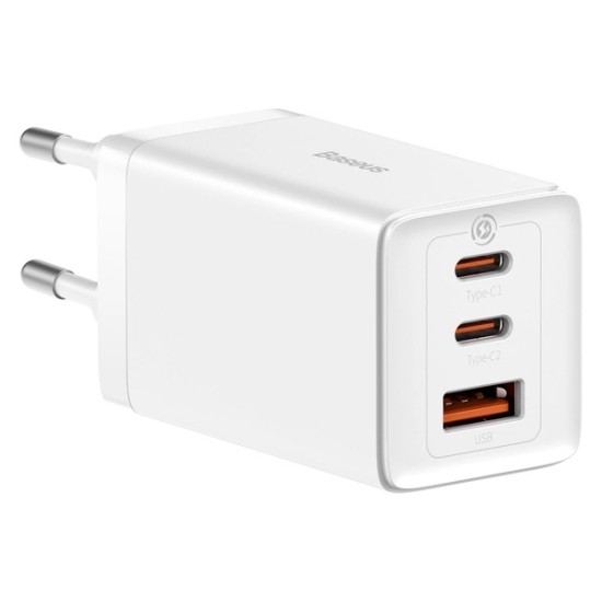 GaN 2xUSB C 1xUSB 65W fast charger Baseus GaN5 Pro + USB C - USB C 100W cable - white