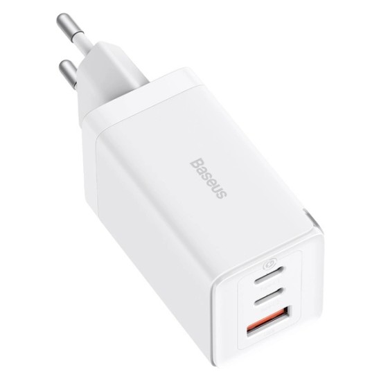 GaN 2xUSB C 1xUSB 65W fast charger Baseus GaN5 Pro + USB C - USB C 100W cable - white