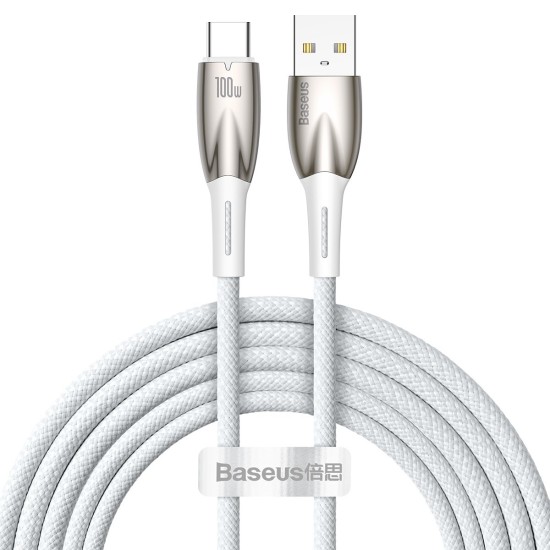 Baseus Glimmer USB 2.0 Cable USB-C male - USB-A male 100W Λευκό 2m (CADH000602)