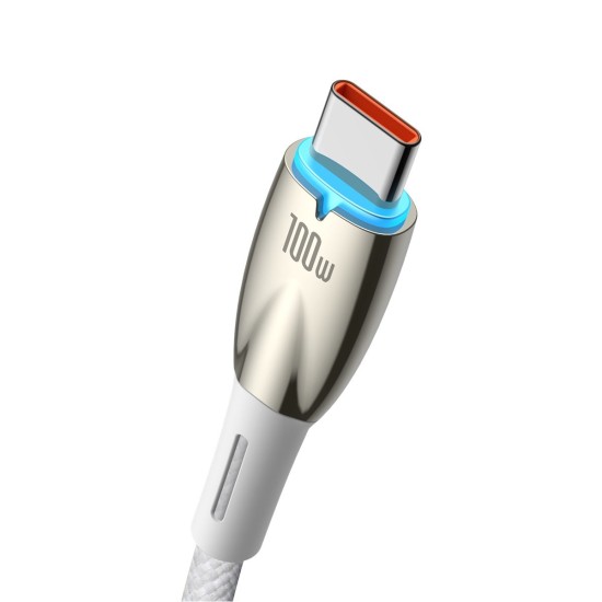 Baseus Glimmer USB 2.0 Cable USB-C male - USB-A male 100W Λευκό 2m (CADH000602)