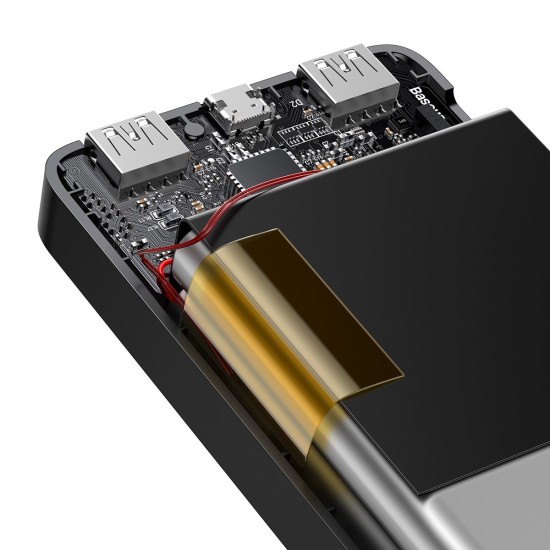 Baseus Bipow Overseas Edition Power Bank 10000mAh 15W με 2 USB-A, USB-C Μαύρο PPBD050001
