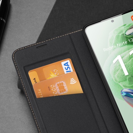 Dux Ducis Skin X2 Wallet Δερματίνης Μαύρο (Redmi Note 12 5G / Poco X5 5G)