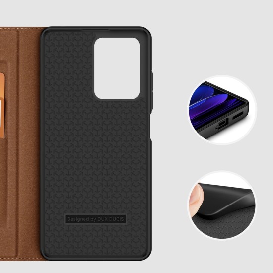 Dux Ducis Skin X2 case for Xiaomi Redmi Note 12 Pro+ flip cover wallet stand brown