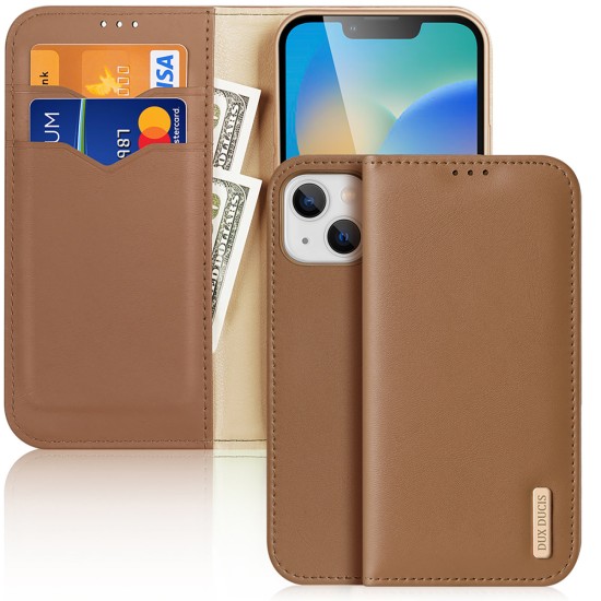 Dux Ducis Hivo Leather Flip Cover Genuine Leather Wallet  iPhone 14 Plus Brown