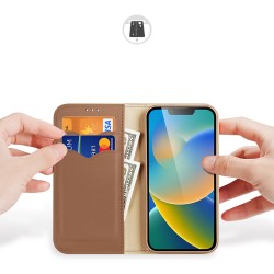 Dux Ducis Hivo Leather Flip Cover Genuine Leather Wallet  iPhone 14 Plus Brown