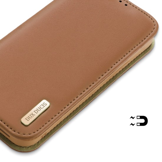 Dux Ducis Hivo Leather Flip Cover Genuine Leather Wallet  iPhone 14 Plus Brown