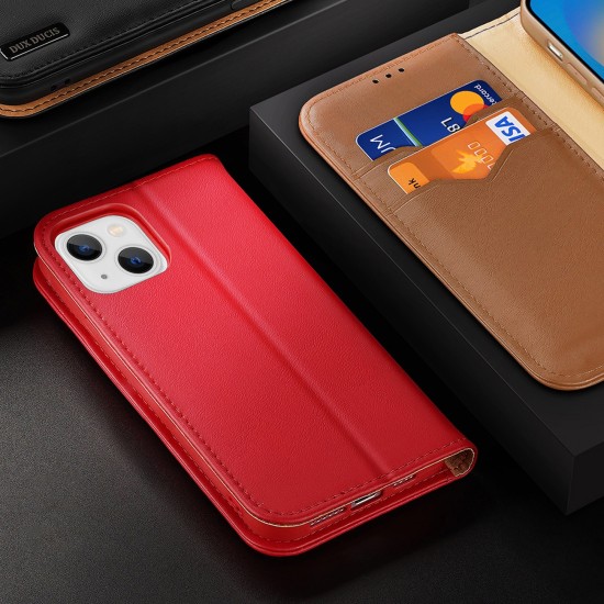 Dux Ducis Hivo Leather Flip Cover Genuine Leather Wallet  iPhone 14 Plus Brown