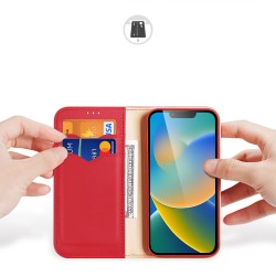Dux Ducis Hivo Leather Flip Cover Genuine Leather Wallet  iPhone 14 Plus Red