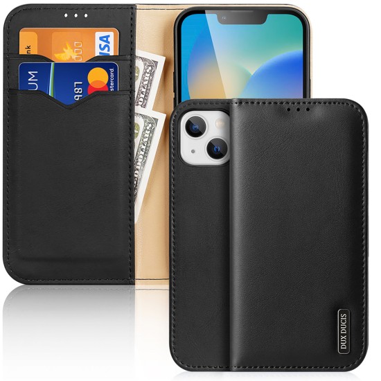 Dux Ducis Hivo Leather Flip Cover Genuine Leather Wallet  iPhone 14 Plus Black