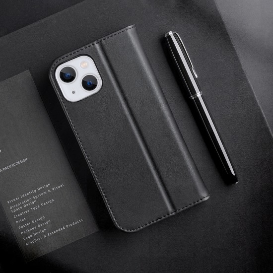 Dux Ducis Hivo Leather Flip Cover Genuine Leather Wallet  iPhone 14 Plus Black