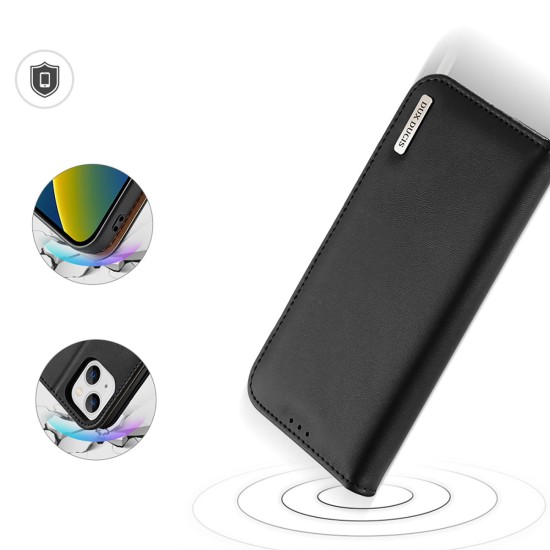 Dux Ducis Hivo Leather Flip Cover Genuine Leather Wallet  iPhone 14 Plus Black