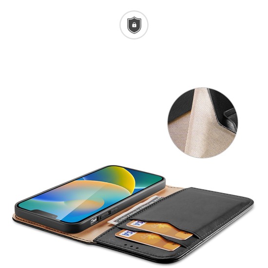 Dux Ducis Hivo Leather Flip Cover Genuine Leather Wallet  iPhone 14 Plus Black