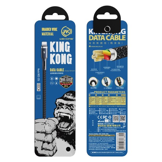 WK Design Kingkong Series Data Cable USB - Lightning 3A (WDC-128i) Μαύρο