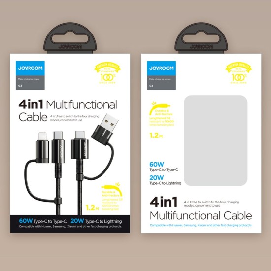 Joyroom 4in1 multifunction fast charging cable USB Type C / USB - USB Type C / Lithtning Quick Char