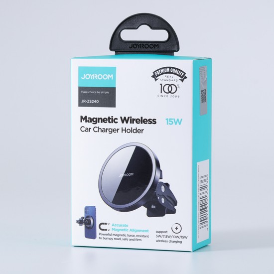 Joyroom Car Magnetic Holder Qi Wireless Inductive Charger 15W Black