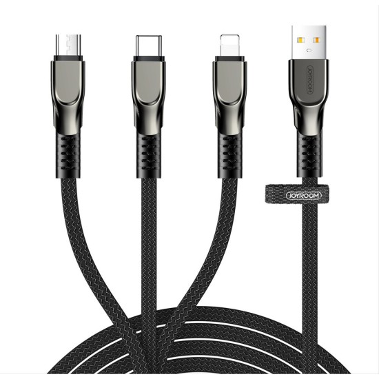Joyroom 3in1 USB cable - Lightning / microUSB / USB Type C 3,5A 480 Mbps 1,3m (S-1335K4) Μαύρο