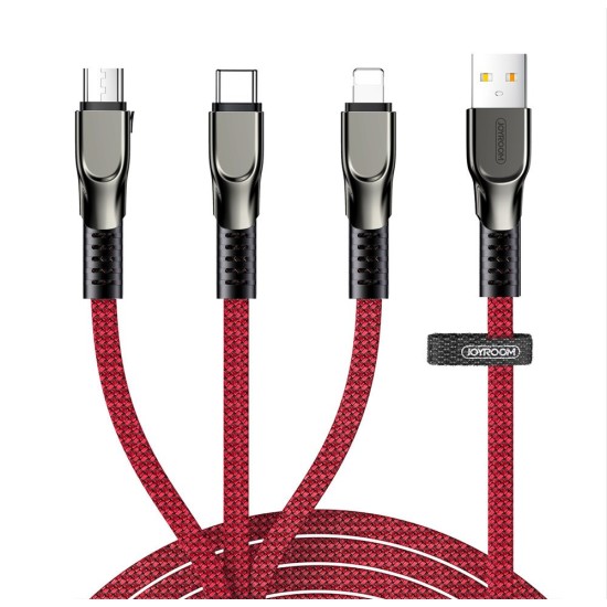 Joyroom 3in1 USB cable - Lightning / microUSB / USB Type C 3,5A 480 Mbps 1,3m (S-1335K4) Κόκκινο