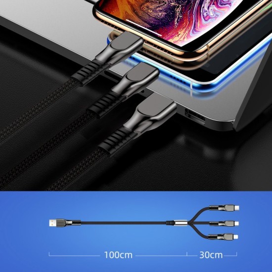 Joyroom 3in1 USB cable - Lightning / microUSB / USB Type C 3,5A 480 Mbps 1,3m (S-1335K4) Κόκκινο
