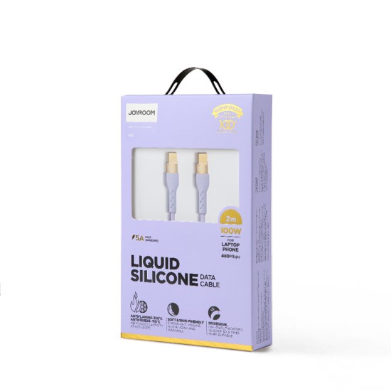 Joyroom Liquid Silicone USB Type C - USB Type C charging / data cable PD 100W 2m (S-2050N18-10) Μοβ
