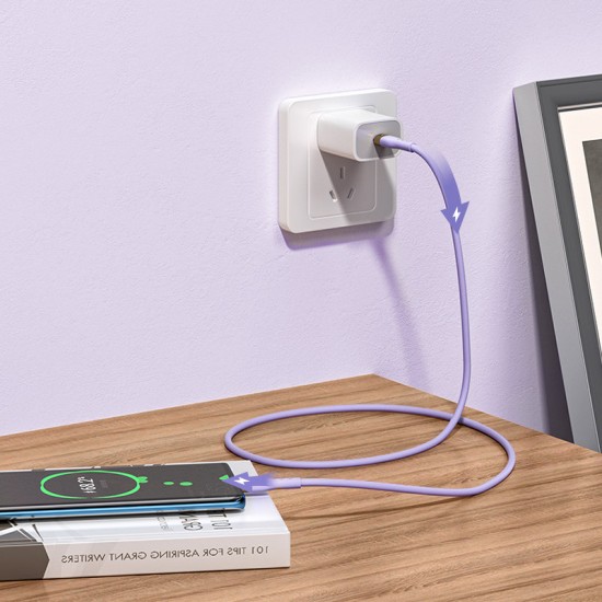 Joyroom Liquid Silicone USB Type C - USB Type C charging / data cable PD 100W 2m (S-2050N18-10) Μοβ