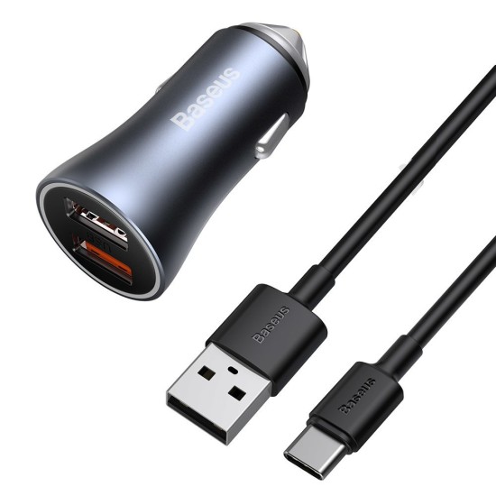Baseus Golden Contactor Pro fast car charger 2x USB 40 W Quick Charge SCP FCP AFC + USB cable - USB