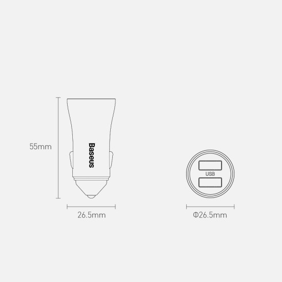 Baseus Golden Contactor Pro fast car charger 2x USB 40 W Quick Charge SCP FCP AFC + USB cable - USB