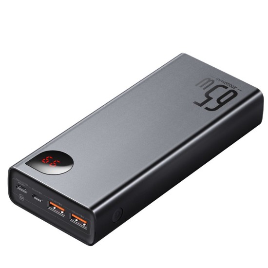 Baseus Adaman Power Bank 20000mAh 65W με 2 Θύρες USB-A και Θύρα USB-C Quick Charge 3.0 Μαύρο