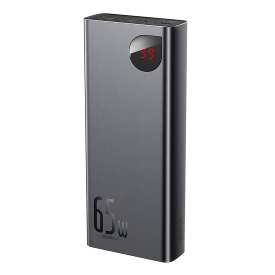 Baseus Adaman Power Bank 20000mAh 65W με 2 Θύρες USB-A και Θύρα USB-C Quick Charge 3.0 Μαύρο