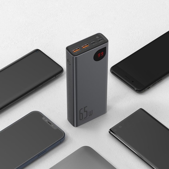 Baseus Adaman Power Bank 20000mAh 65W με 2 Θύρες USB-A και Θύρα USB-C Quick Charge 3.0 Μαύρο