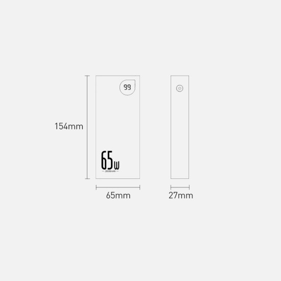 Baseus Adaman Power Bank 20000mAh 65W με 2 Θύρες USB-A και Θύρα USB-C Quick Charge 3.0 Μαύρο