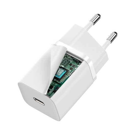 Baseus Φορτιστής Χωρίς Καλώδιο με Θύρα USB-C 30W Power Delivery (Super Si) Λευκός