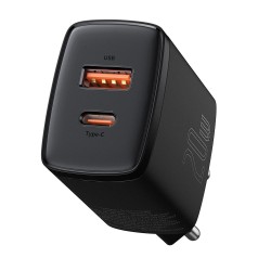 Baseus Compact Fast USB / USB Type C Charger 20W 3A Power Delivery Quick Charge 3.0 CCXJ-B01 Μαύρο