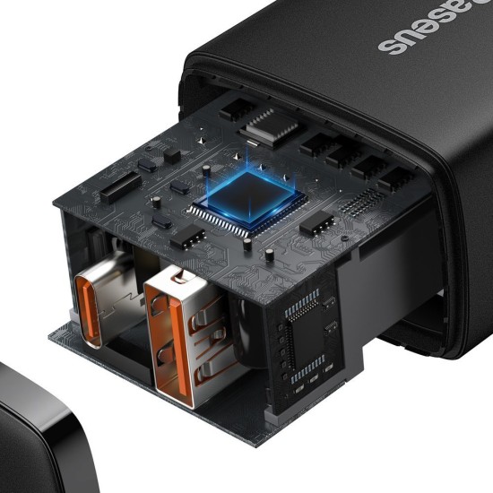 Baseus Compact Fast USB / USB Type C Charger 20W 3A Power Delivery Quick Charge 3.0 CCXJ-B01 Μαύρο