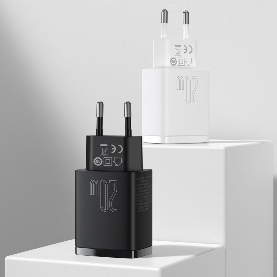 Baseus Compact Fast USB / USB Type C Charger 20W 3A Power Delivery Quick Charge 3.0 CCXJ-B01 Μαύρο