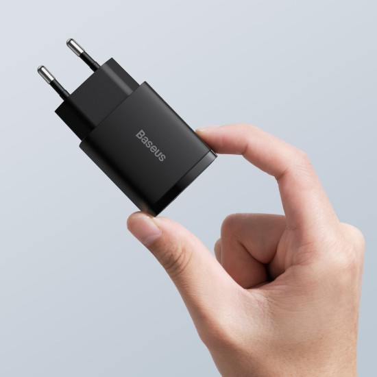 Baseus Compact Fast USB / USB Type C Charger 20W 3A Power Delivery Quick Charge 3.0 CCXJ-B01 Μαύρο