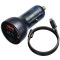 BASEUS DIGITAL DISPLAY QC + PPS DUAL QUICK CAR CHARGER 65W + 100W TYPE-C CABLE Μαύρο