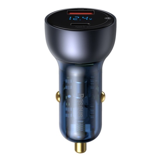 BASEUS DIGITAL DISPLAY QC + PPS DUAL QUICK CAR CHARGER 65W + 100W TYPE-C CABLE Μαύρο