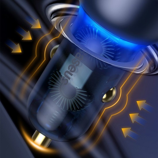 BASEUS DIGITAL DISPLAY QC + PPS DUAL QUICK CAR CHARGER 65W + 100W TYPE-C CABLE Μαύρο