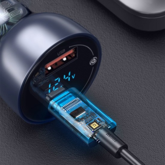 BASEUS DIGITAL DISPLAY QC + PPS DUAL QUICK CAR CHARGER 65W + 100W TYPE-C CABLE Μαύρο