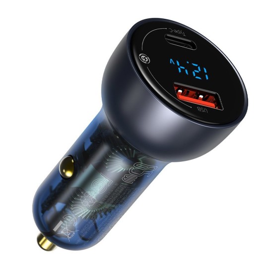 BASEUS DIGITAL DISPLAY QC + PPS DUAL QUICK CAR CHARGER 65W + 100W TYPE-C CABLE Μαύρο