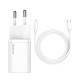 Baseus Φορτιστής με Θύρα USB-C και Καλώδιο Lightning 20W Power Delivery Λευκός (Super Si 1C)