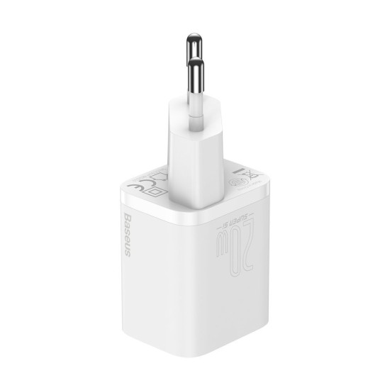 Baseus Φορτιστής με Θύρα USB-C και Καλώδιο Lightning 20W Power Delivery Λευκός (Super Si 1C)